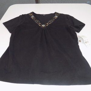 Notations Womans Black Blouse (1X)